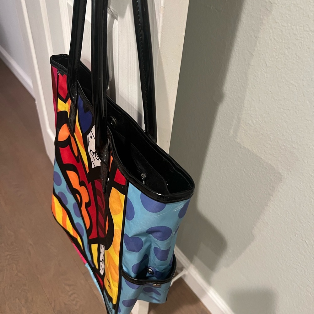 Romero Britto A NEW DAY Heart Tote Bag Colorful Collectible - Picture 2 of 5